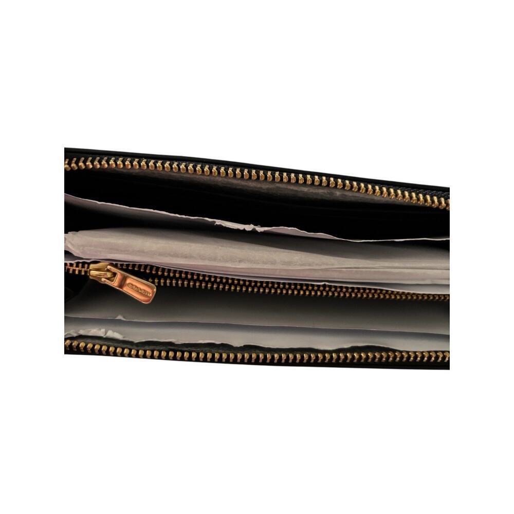 COACH Boxed Slim Accordion Zip Wallet Black/Gold One Size - Picture 3 of 5